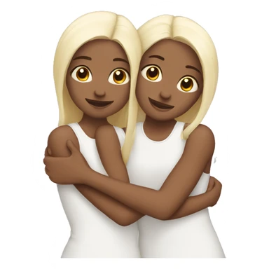 White twin girls hugging sticker
