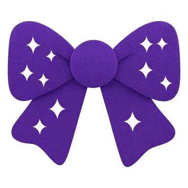 Make the glitter bow purple with shimmering texture, elegant and festive, no background. The bow should look decorative and sparkling with a rich purple color and glitter details. sticker