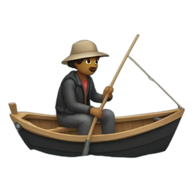 Une personne noir sur un bateau de peche sticker