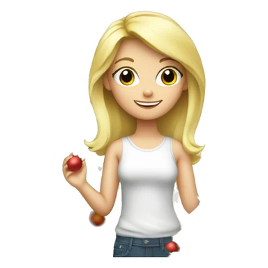 Blond Girl decorating a Christmas tree sticker