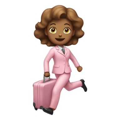 Girl running with light pink suit case sticker
