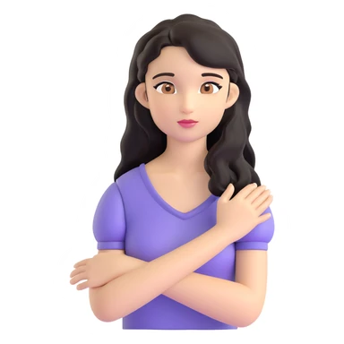 strong girl with brown eyes, flesh-colored skin, long slightly wavy black hair sticker