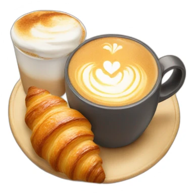 latte and croissant breakfast sticker