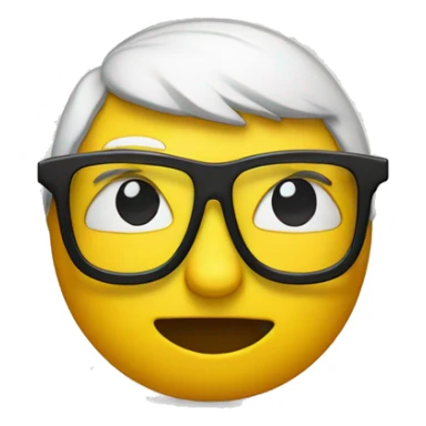 yellow nerd emoji with big glasses with white tape in the middle of glasses sticker