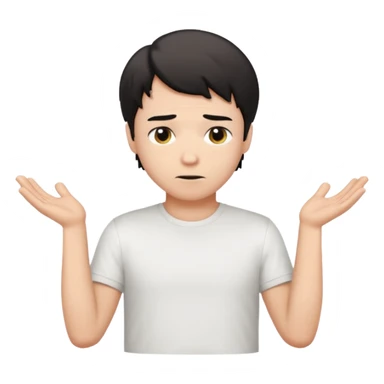 a guy shrugging his shoulders with a black little bit wavy short hair sticker