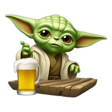 Yoda en train de boire une bière sticker