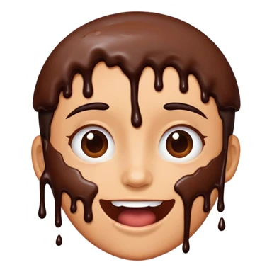 a face shoving its face with chocolate cake sticker