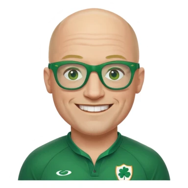 irish rugby player with no hair and green glasses sticker