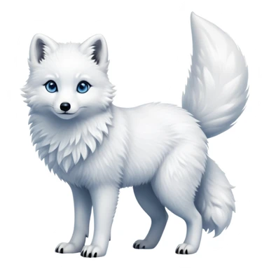 cinematic-arctic-fox-realistic-full-body-standing-emoji,-fluffy-tail-curled-slightly-around-its-paws,-thick-pure-white-fur-blending-into-the-snowy-landscape,-head-tilted-dramatically,-bright-blue-eyes-glistening-with-intelligence,-simplified-yet-realistic-focused-features,-highly-detailed,-glowing-with-an-almost-sarcastic-glow expressive eyes sticker