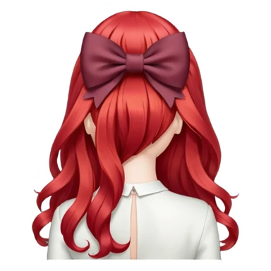 red long hairs with burgundy bow from the back sticker