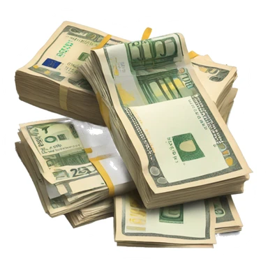 Legal document with a stack of euro banknotes placed in top of it  sticker