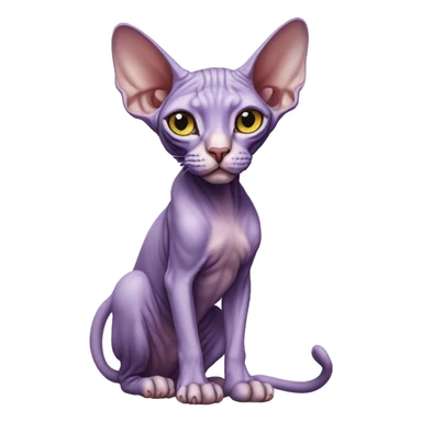 Purple sphynx cat on two legs sticker