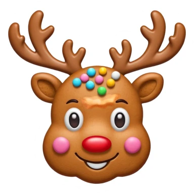 gingerbread cookie in cute reindeer face shape sticker