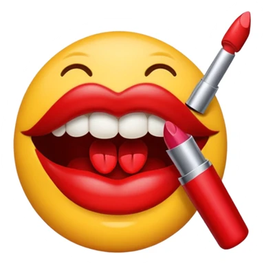 Smiling emoji emoticon covered in lipstick kisses sticker