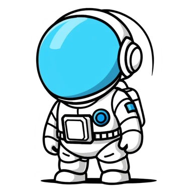 cartoon sticker of a little astroneer in a white suit and helmet, crying hard with big tears sticker