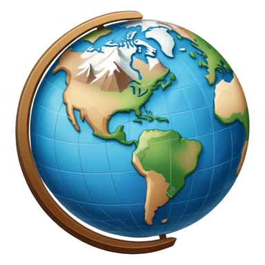 an icon featuring an earth with attitude and longitude lines, a textbook, and a topographic map, symbolizing geography as a science. The design includes a compass, mountain ranges, and rivers, representing the study of Earth's features and landscapes. Transparent background highlights geography. sticker