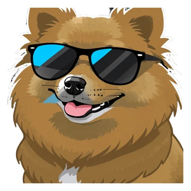 Pomeranian wearing sunglasses  sticker