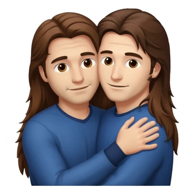 two happy men with long hair hugging  sticker