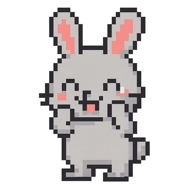 A cute and funny rabbit in pixel art style sticker