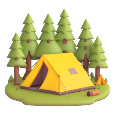 forest with a camping tent sticker