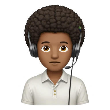 A dark-skinned boy with an afro, gamer , and ears, wearing a white shirt. sticker