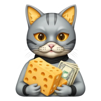 robber emoji with money cheese cat sticker