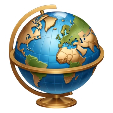 An icon featuring a globe, a compass, and a map, symbolizing geography. The design includes mountain ranges, rivers, and continents, representing the study of Earth’s landscapes and environments. Transparent background highlights the exploration and understanding of the world’s geography. sticker