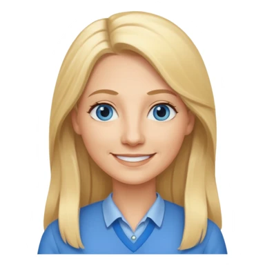 a 40 year old teacher with long blonde hair and blue eyes sticker