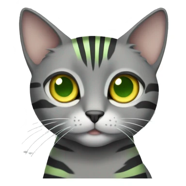 Grey striped cat with yellow green eyes sticker