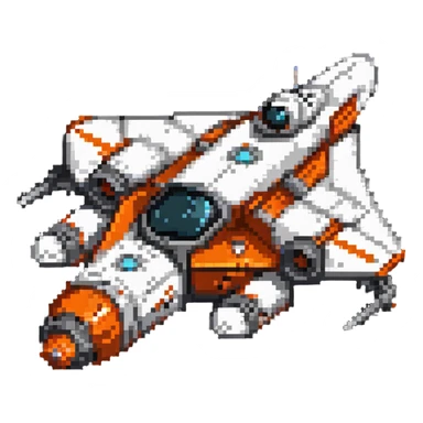 Compact space cruiser with orange accents sticker