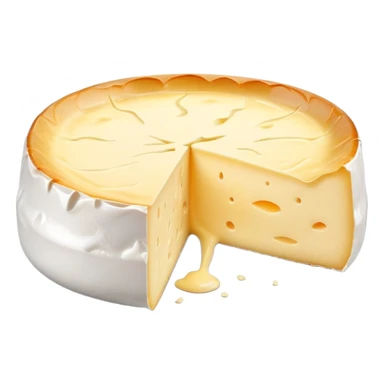cinematic-realistic-brie-cheese-emoji,-featuring-a-creamy gooey center,-soft-ripened-cheese-with-a-delicate white rind-rendered-with-lifelike-detail-and-inviting,-natural-lightingwith a slide showing the gooey center sticker