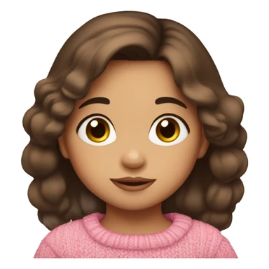 toddler girl, hispanic, long brown hair, brown eyes, pink sweater, winter sticker