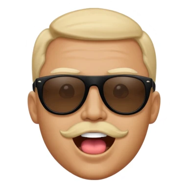 a bold man with black sunglasses and his mouth opened sticker