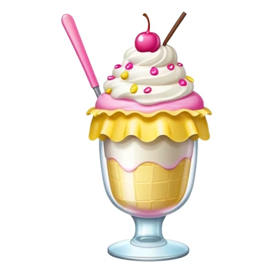 cute banana split with pink toppings in a ruffled glass ice cream cup sticker
