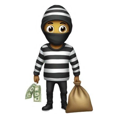 Robber with money bag striped clothing sticker
