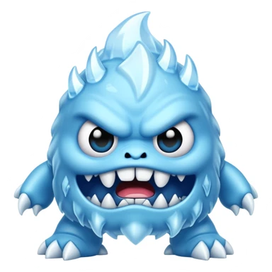 a grumpy chibi ice monster, scary, sinister sticker