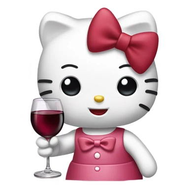 Hello Kitty drinking red wine sticker