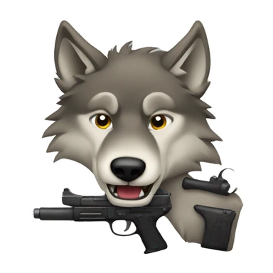 Wolf and gun sticker