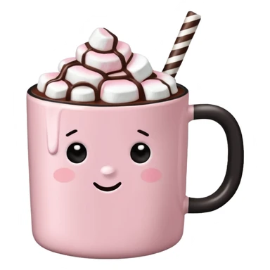 light pink black mug of hot chocolate with marshmallows pop sketcha sticker