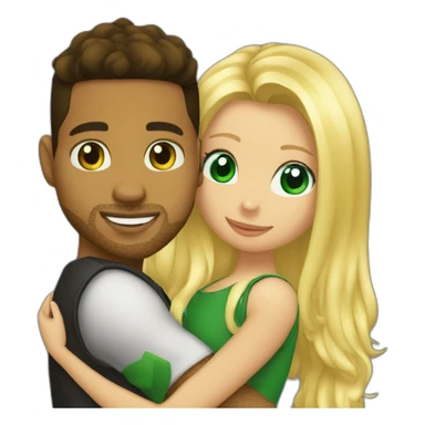 Romeo santos and blond girl green eyes hugging sticker