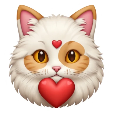 A stylized Christmas emoji of a cute cat and a heart, minimalist design, soft warm colors, cozy winter mood, simple background, sweet and romantic.
 sticker