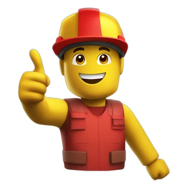 yellow roblox character with red shirt and red visor giving thumbs up sticker