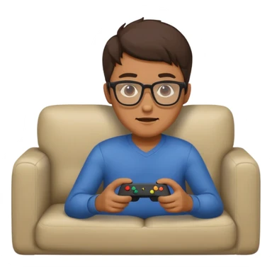 man playing video games on a sofa sticker