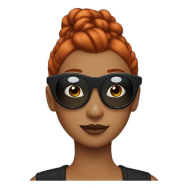 Bad Redhead girl bun Sun glass bun wearing black with cockatiel sticker