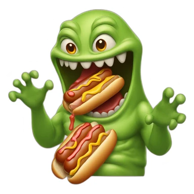 Slimer eating hot dogs sticker