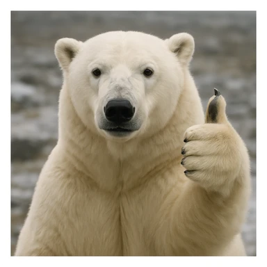 realistic polar bear giving a thumbs up sticker