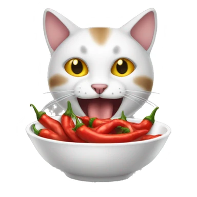 Cat happily eating spicy pepper sticker