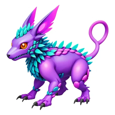  Bright lush warm-colored colorful neon-colored cyber-Fakémon-Digimon-Trico-creature sticker