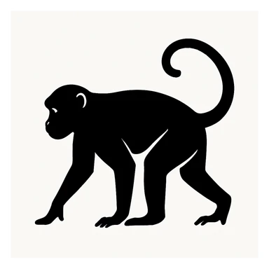 Monkey black silhouette white background sticker