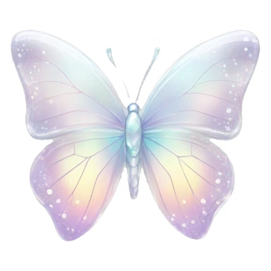 Sparkly glossy Pastel white iridescent glass crystal butterfly sticker
